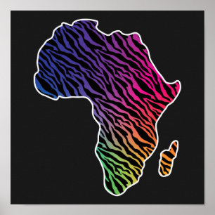 Poster Carte de l'Afrique Fierté africaine Zèbre modèle