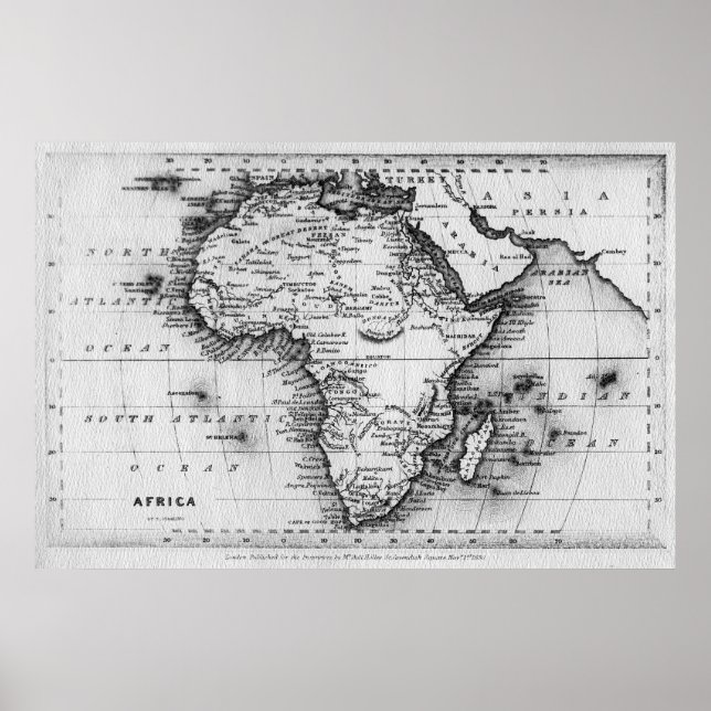 Poster Carte de l'Afrique | Gravé par Thomas Stirling (Devant)