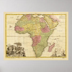 Poster Carte de l'Afrique par John Senex (1725)