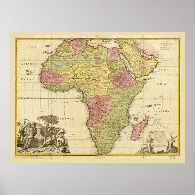 Poster Carte de l'Afrique par John Senex (1725) (Devant)