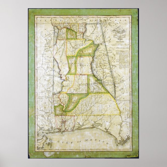 Poster Carte de l'Alabama par John Melish (vers 1818-1820 (Devant)