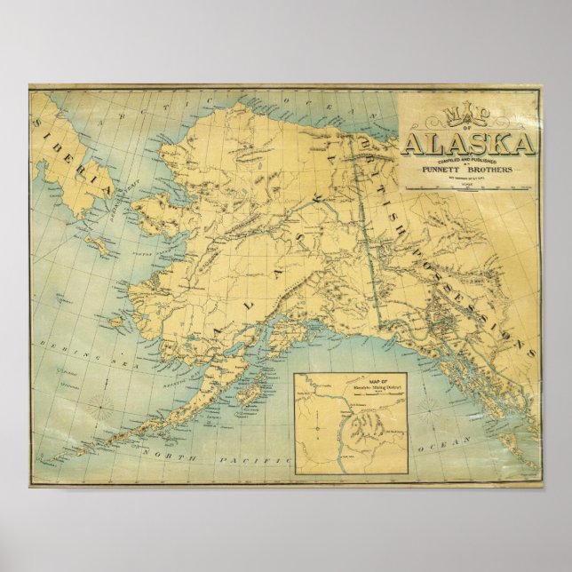Poster Carte De L'Alaska (Devant)