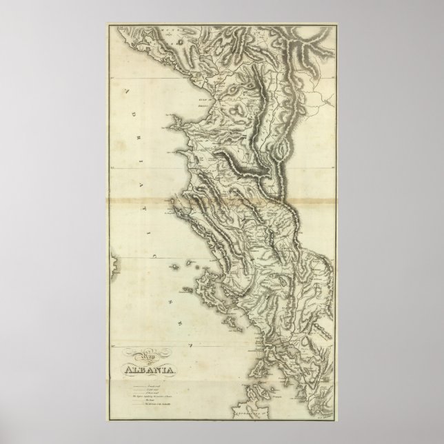 Poster Carte de l'Albanie (Devant)