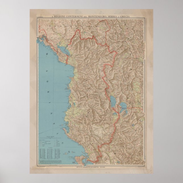 Poster Carte de l'Albanie vintage (1916) (Devant)
