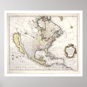 Poster Carte de l'Amérique du Nord