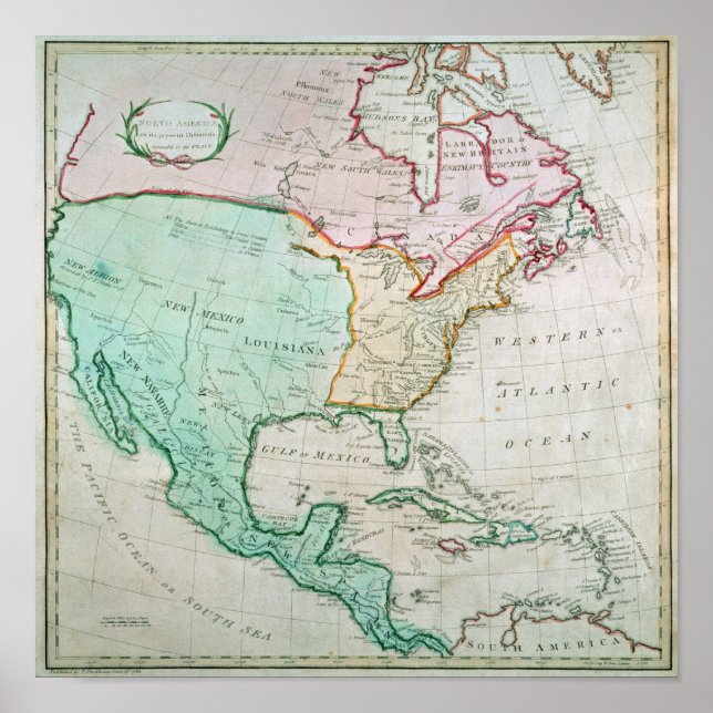 Poster Carte de l'Amérique du Nord (Devant)
