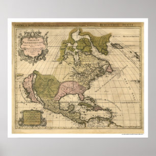 Poster Carte de l'Amérique du Nord par Alexis Hubert Jail