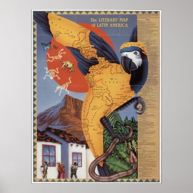 Poster Carte de l'Amérique du Sud (Devant)