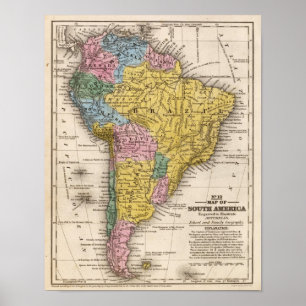 Poster Carte de l'Amérique du Sud 5