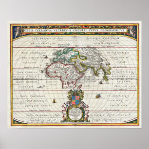 Poster Carte de l'ancien monde de Jansson 1650