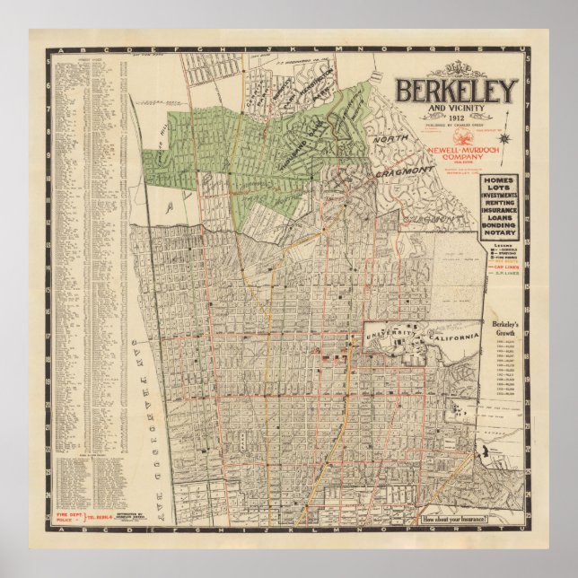 Poster Carte de l'ancienne Berkeley (1912) (Devant)