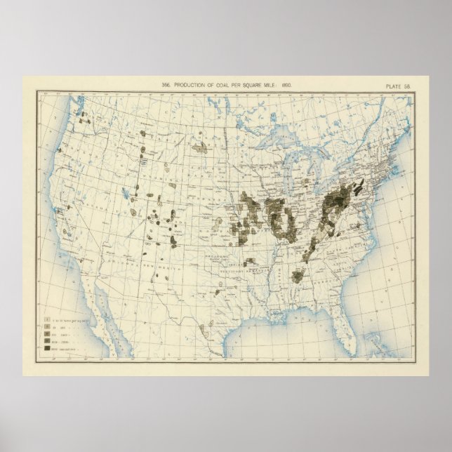 Poster Carte de l'ancienne mine de charbon américaine (18 (Devant)