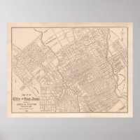 Carte de l'ancienne San Jose CA (1888)