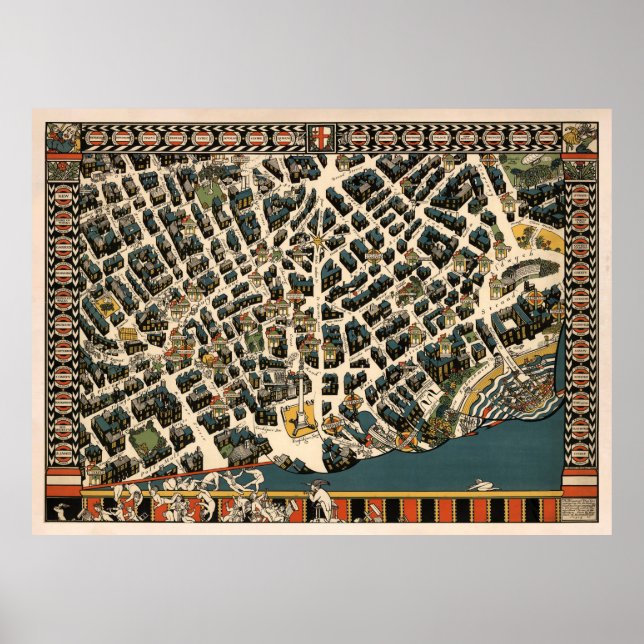 Poster Carte de l'Angleterre du Vieux-Londres (1915) Vint (Devant)