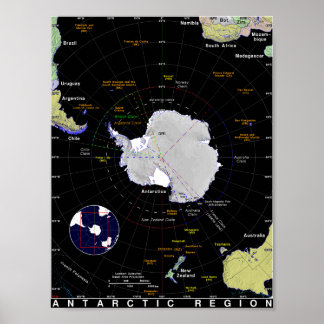 Poster Carte de l'Antarctique