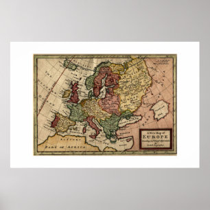 Poster Carte de l'antiquaire 1721 de l'Europe par la