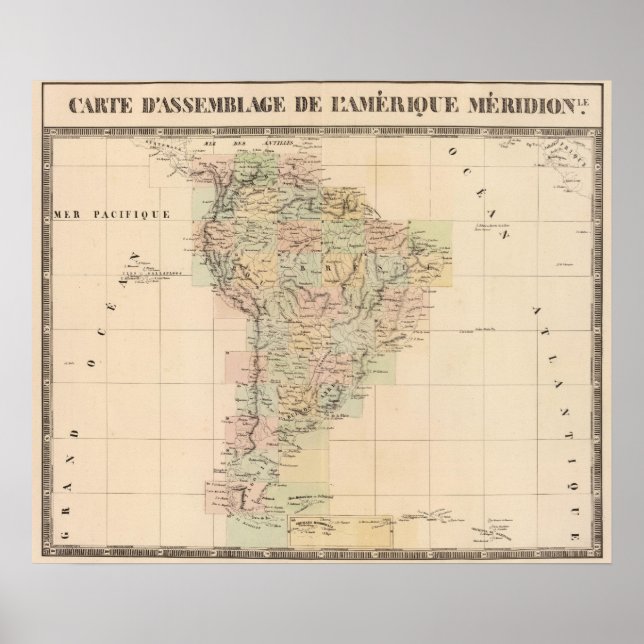 Poster Carte de l'Assemblée de l'Amérique du Sud (Devant)