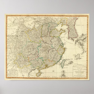 Poster Carte de l'atlas Chine, Corée