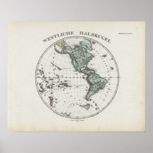 Poster Carte de l'Atlas de l'hémisphère occidental