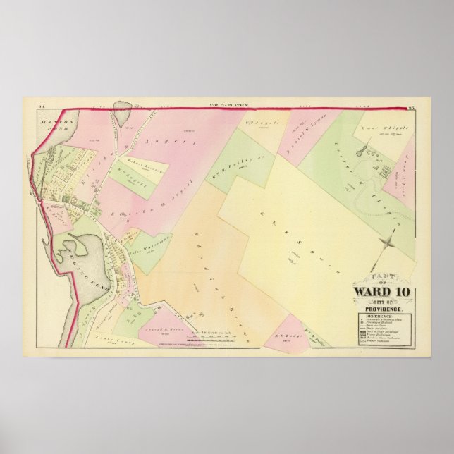 Poster Carte de l'Atlas de Merino Pond et Manton Pond (Devant)