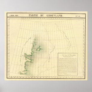 Poster Carte de l'Atlas du Groenland
