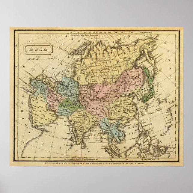 Poster Carte de l'Atlas en Asie (Devant)