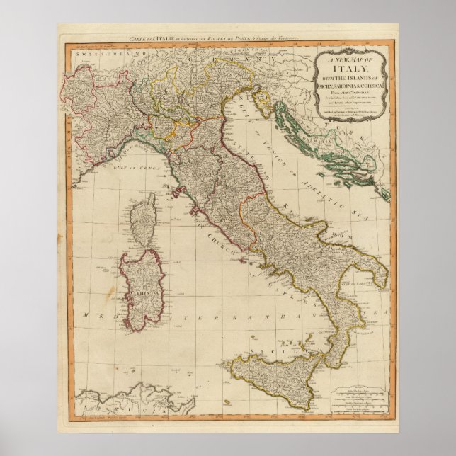 Poster Carte de l'Atlas en Italie (Devant)