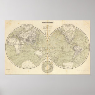 Poster Carte de l'Atlas hémisphérique
