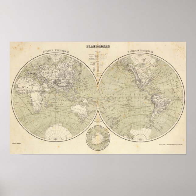 Poster Carte de l'Atlas hémisphérique (Devant)