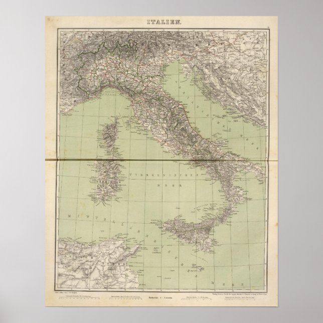 Poster Carte de l'Atlas italien (Devant)