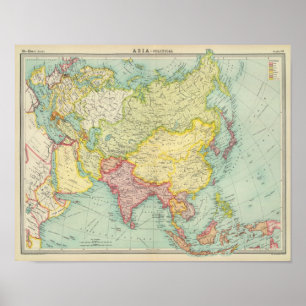 Poster Carte de l'atlas politique asiatique