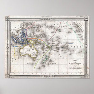 Poster Carte de l'Australie et de la Polynésie