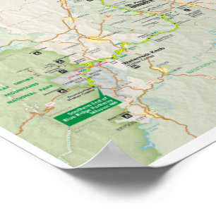 Poster Carte de l'autoroute Blue Ridge Parkway 2026