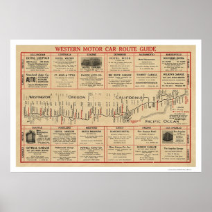 Poster Carte de l'autoroute de l'Ouest 1915