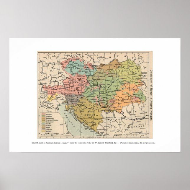 Poster carte de l'autriche hongrie 1911 (Devant)