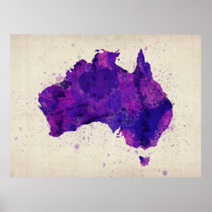 Poster Carte de l'eau de l'Australie