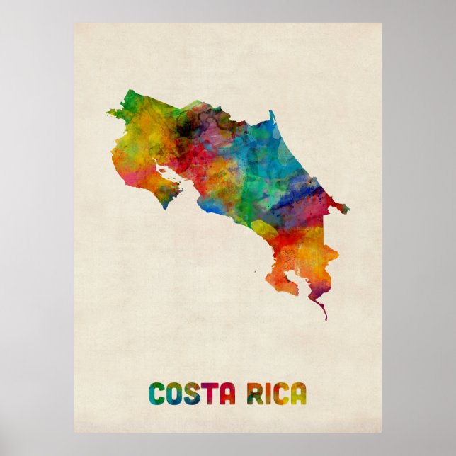 Poster Carte de l'eau du Costa Rica (Devant)