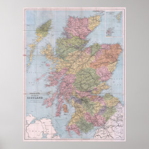 Poster Carte de l'Ecosse