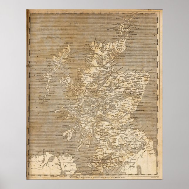 Poster Carte de l'Écosse par Arrowsmith (Devant)