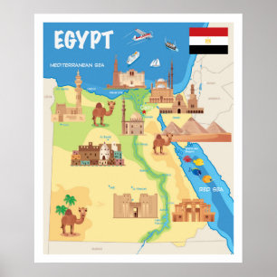 Poster Carte de l'Egypte