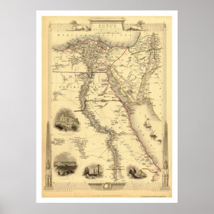 Poster Carte de l'Egypte et de l'Arabie Petrea par Rapkin