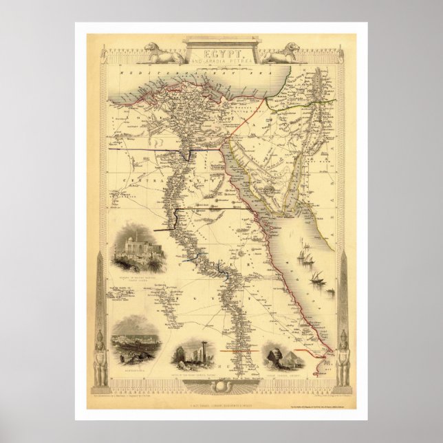 Poster Carte de l'Egypte et de l'Arabie Petrea par Rapkin (Devant)
