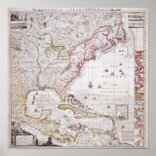 Poster Carte de l'Empire britannique en Amérique