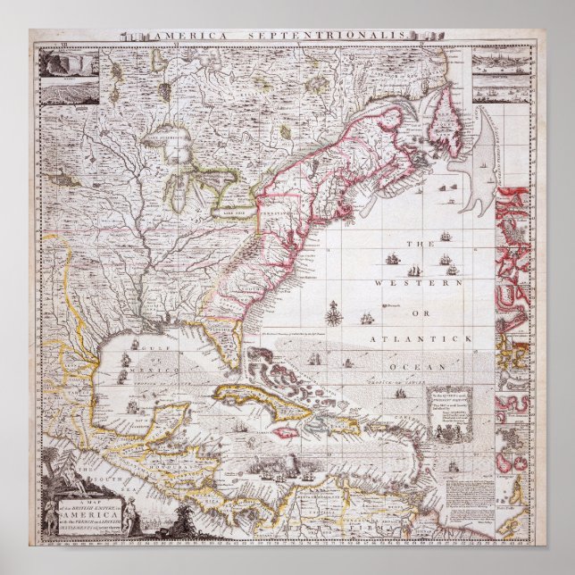 Poster Carte de l'Empire britannique en Amérique (Devant)