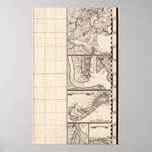 Poster Carte de l'Empire britannique en Amérique Feuille
