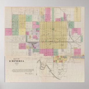 Poster Carte de l'Emporia, Kansas