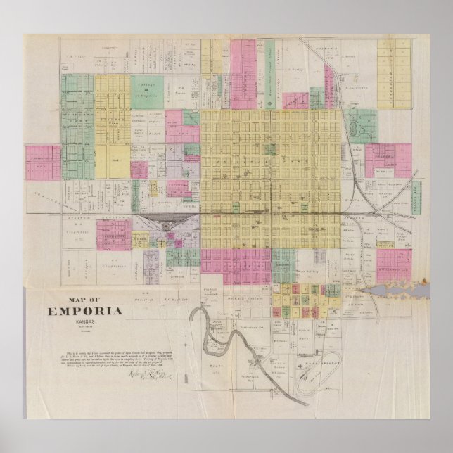 Poster Carte de l'Emporia, Kansas (Devant)