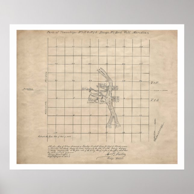 Poster Carte de l'enquête USGS de Portland Oregon 1853 (Devant)