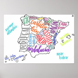 Poster Carte de l'Espagne