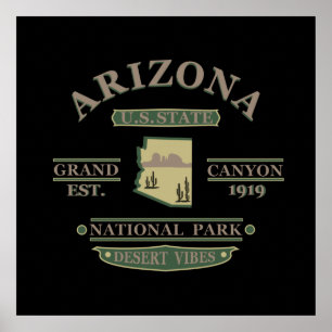 Poster carte de l'état d'arizona